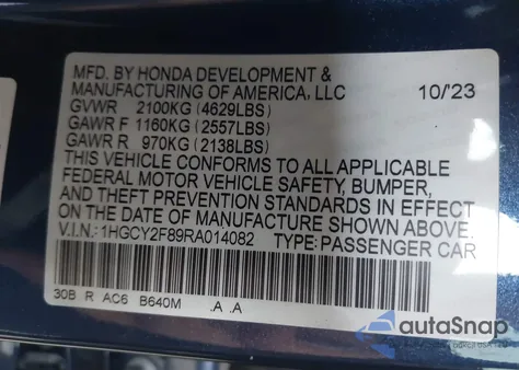 2024 Honda Accord Hybrid Touring from USA, damaged, VIN 1HGCY2F89RA014082